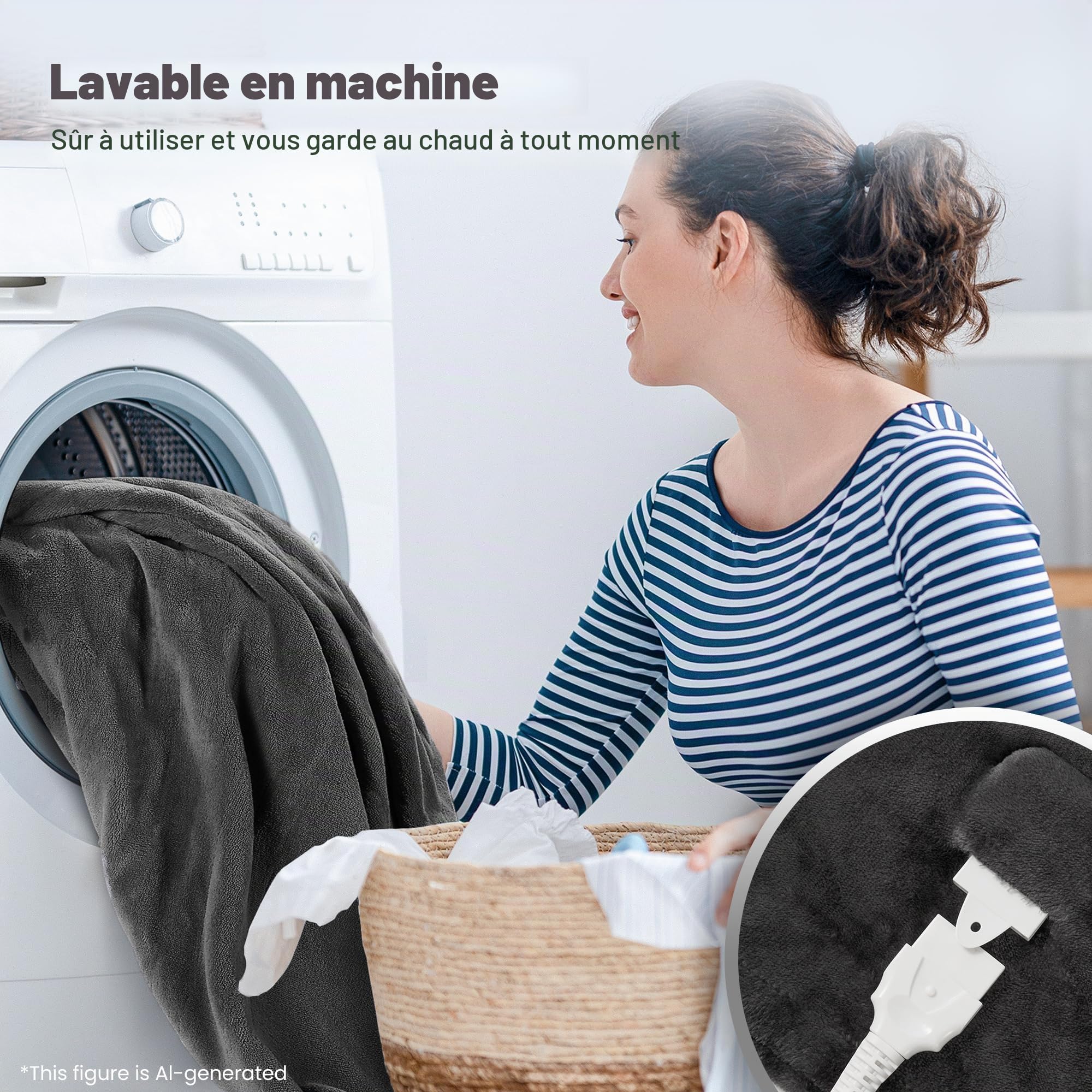 Couverture Chauffante Électrique Flanelle Large 150x200cm, 10 H d'arrêt Automatique Protection, Chauffage Rapide et Uniforme, Affichage Numérique et Contrôle Intelligent de la Température, Lavable
