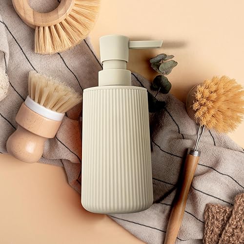 Miniatura 7 de Dispensador de jabón líquido, 2 unidades, 8.5 onzas, loción beige mate, dispensador de jabón desinfectante de manos con bomba fácil de presionar