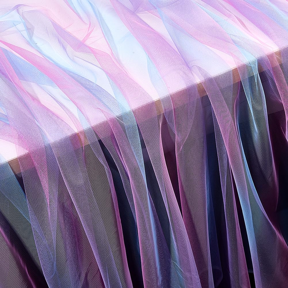 DELORIGIN Rainbow Tulle Rolls, Purple Tulle Mesh Fabric, Polyester Dreamy Mesh Fabric, Sewing Crafts, Tulle Fabric for Pets, Tutu Skirts, Party Decoration, Wedding, Birthday, All Saints' Day (1.1 x