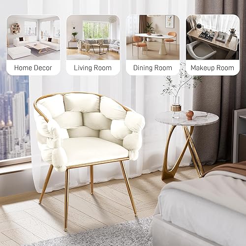 Miniatura 6 de OUYESSIR Accent Chairs - Sillas modernas de terciopelo para sala de estar, silla con brazo, taburete de maquillaje cómodo, taburete tapizado para