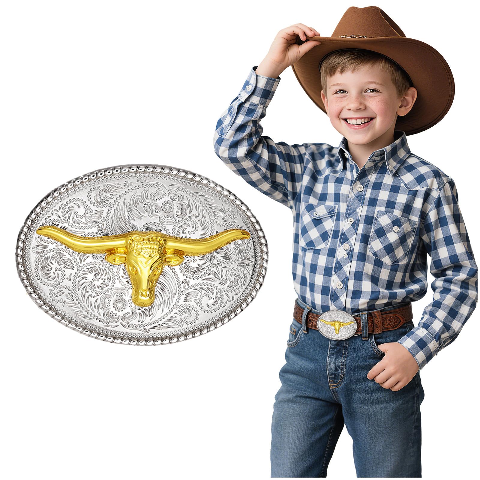 BELTROAD Kids Western Belt Buckles for Boys Girls Texas Rodeo Cowboy Buckle