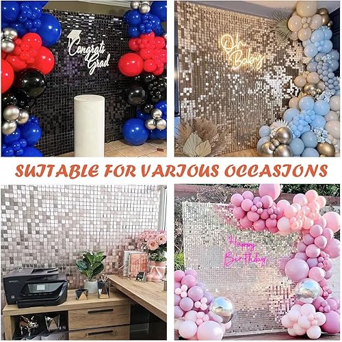 Miniatura 6 de Maytopia Telón de fondo de pared brillante con lentejuelas, accesorios de cabina de fotos, decoración de fondo de fiesta, decoración de fondo para