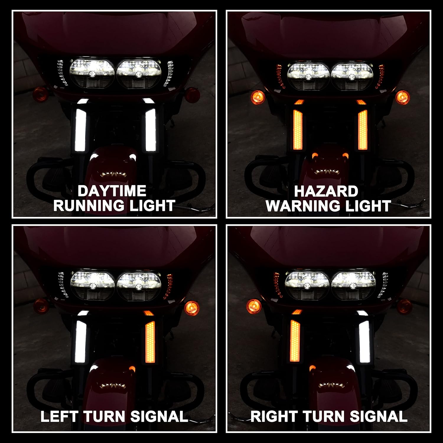 Front Fork LED Running Turn Signal Lights with Slider Covers for Road Glide, Custom Shock Absorber Covers with Dual-Color Light for Harley CVO Road Glide 2021 2022 Accessories