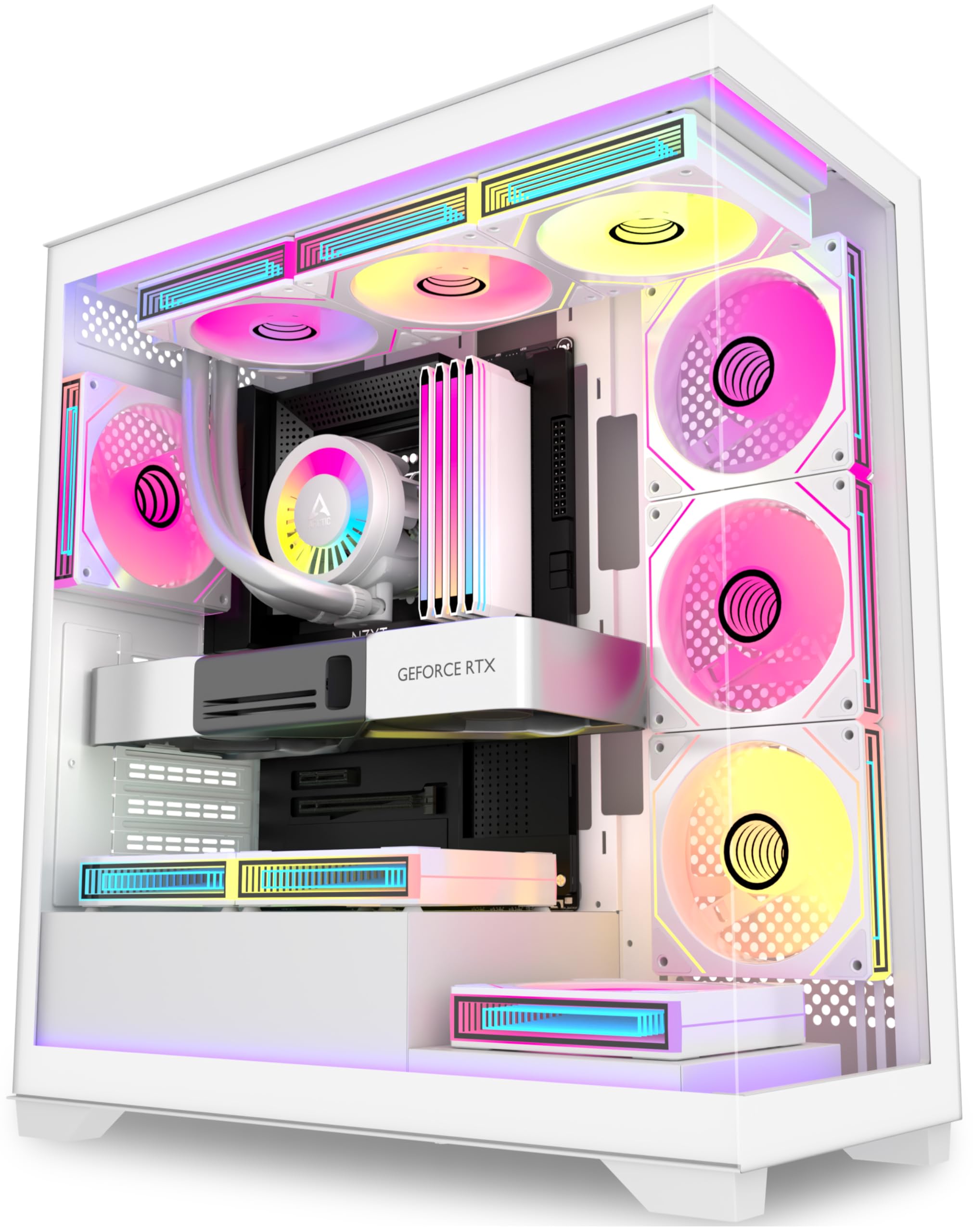 Torre gaming ANSAITE cristal panorámico para setup de transmisión y juegos 8