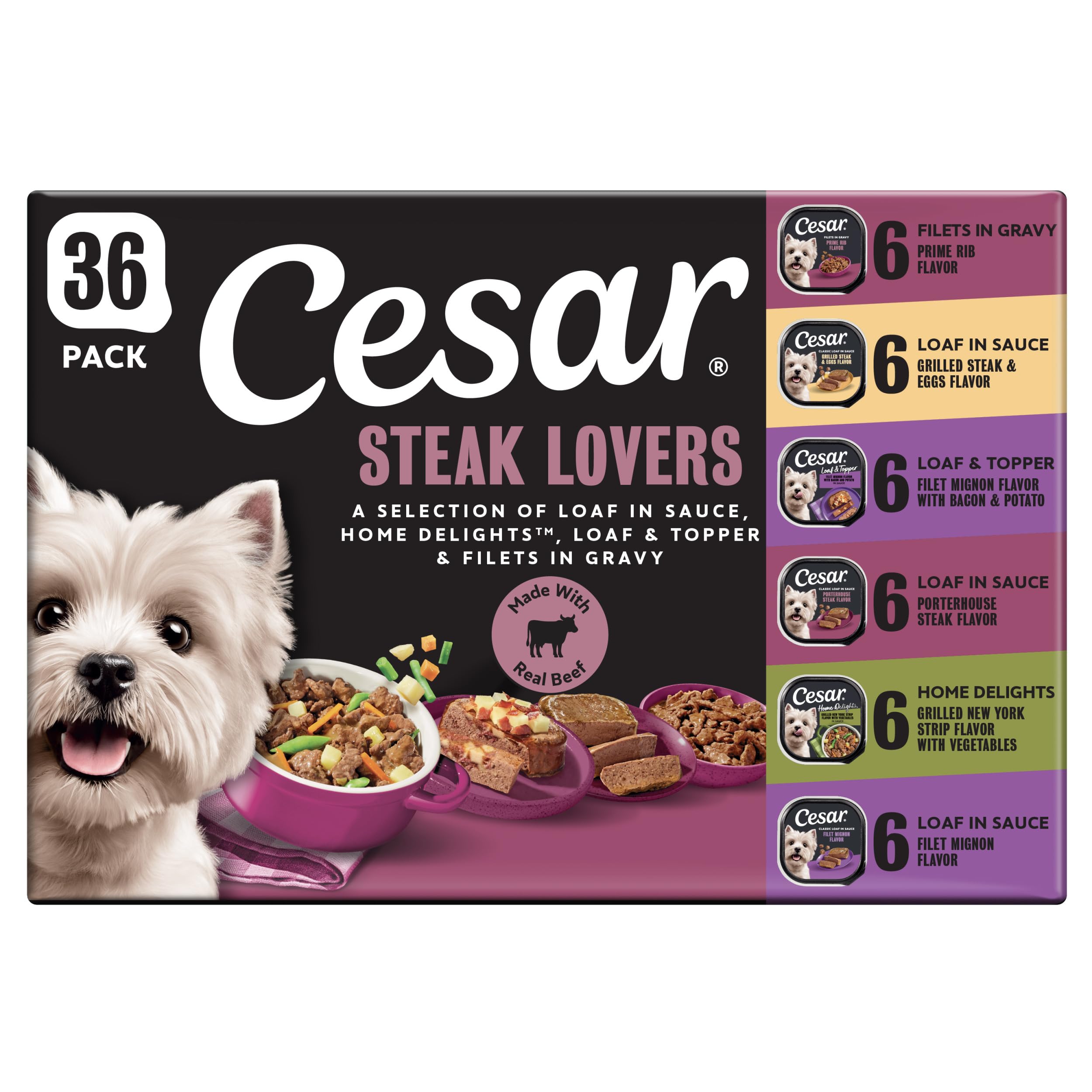 Cesar Adult Wet Dog Food Steak Lovers Variety Pack