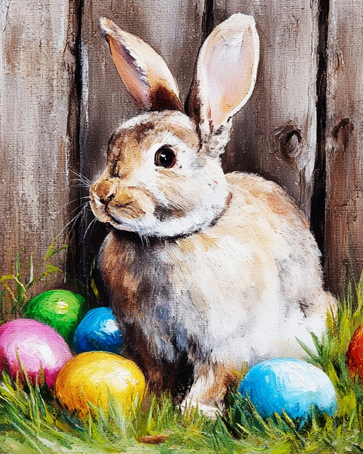 Liubaishi Multicolour Paint By Numbers For Adults, Easter Egg Rabbit, 40X50 Cm Acrylic Canvas Painting Kit
