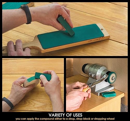 Miniatura 4 de BeaverCraft Compuesto de cuero Strop para afilar cuchillos - Compuestos de pulido verdes de 2 onzas - Compuesto de Stropping - Compuestos de pulido