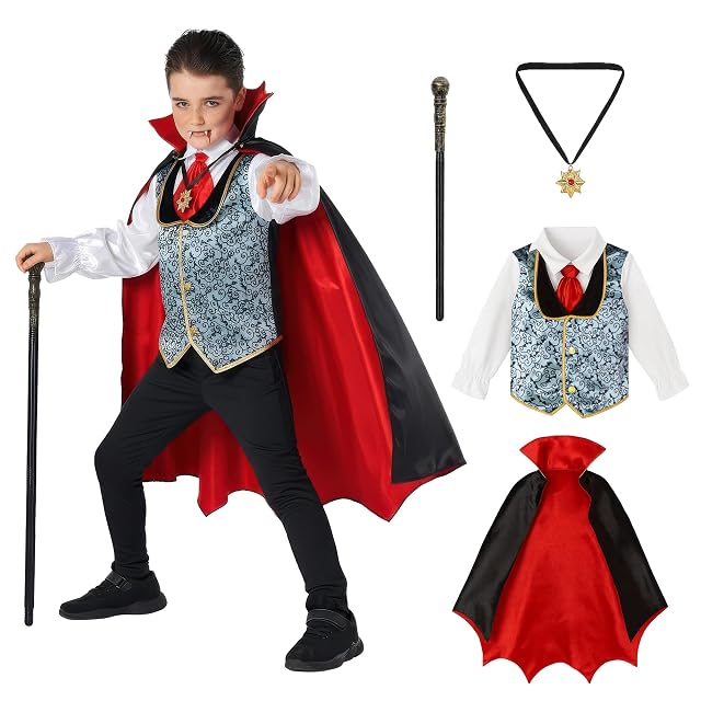 Morph Disfraz Vampiro Niño, Disfraz Halloween Niño, 10-12 años