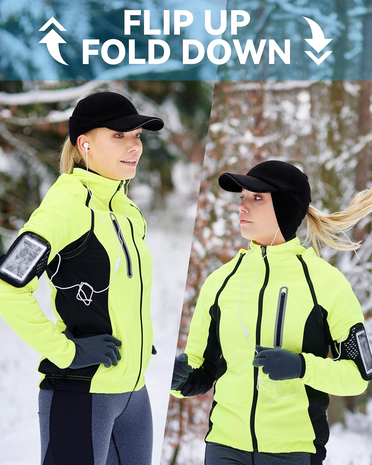 Gisdanchz Women's Winter Reflective Stretchy Ponytail Hat with Drop Down Ear Flap - Image 5