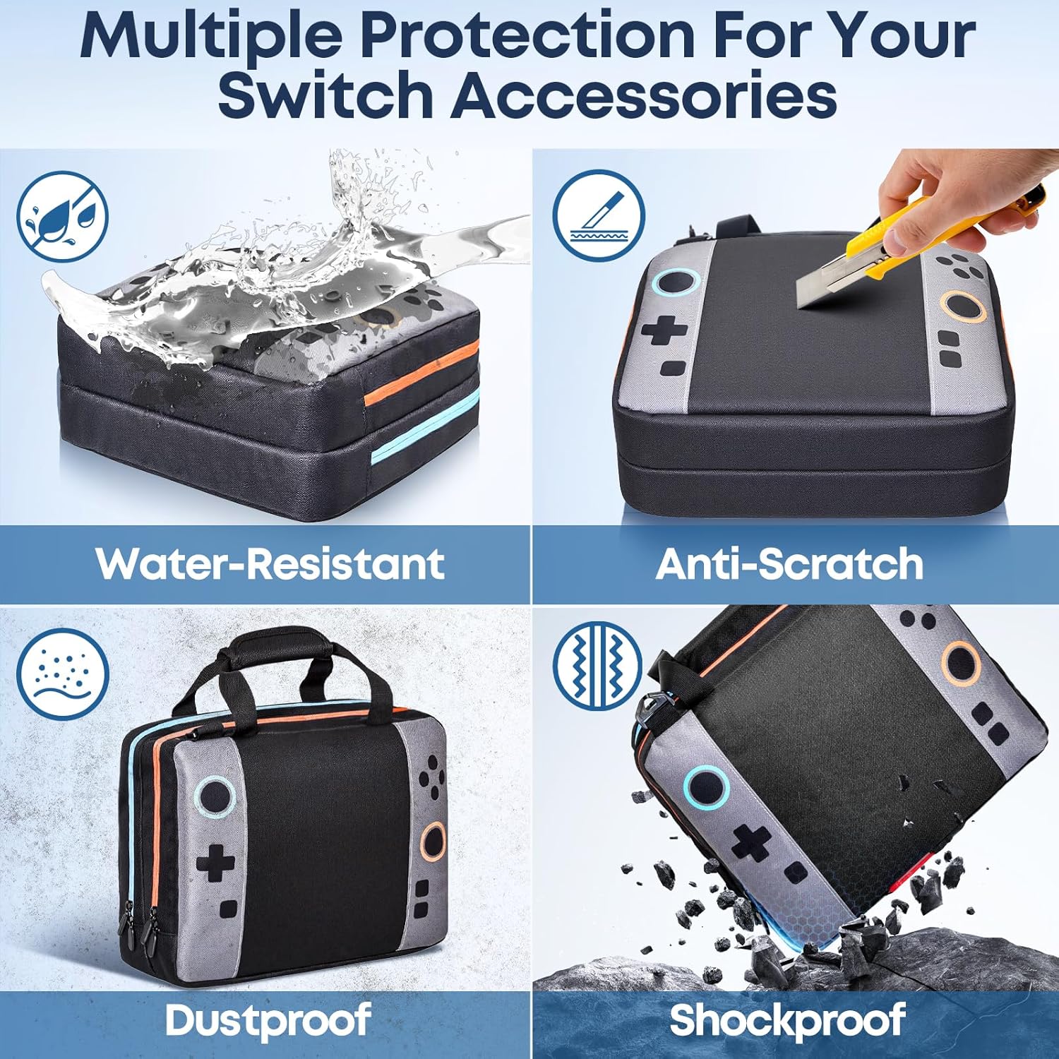 Switch 2 Bag,Switch 2 Travel Case for Nintendo 2 Console & OLED - Hard Shell Protective Storage Bag Carrying Case for Pro Controller, Dock, Joycon, Charger, Cables,14 Game Card Slots, Accessories - Image 4