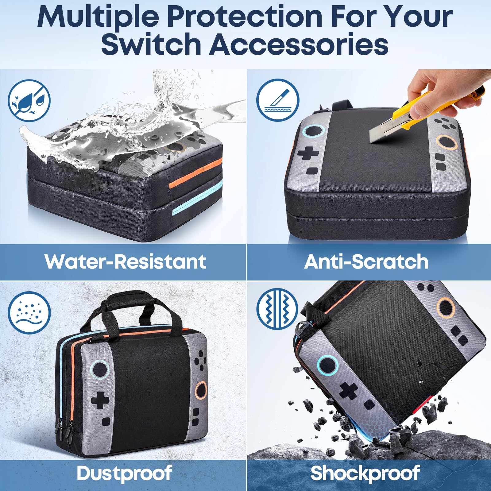 Funda Grande para Nintendo Switch 2/SW OLED, Maletín para Switch 2 Apto para Consola SW, Mandos Joy-Con, 14 Tarjetas de Juego, Funda Transporte para Switch Accesorios con Compartimentos Específicos