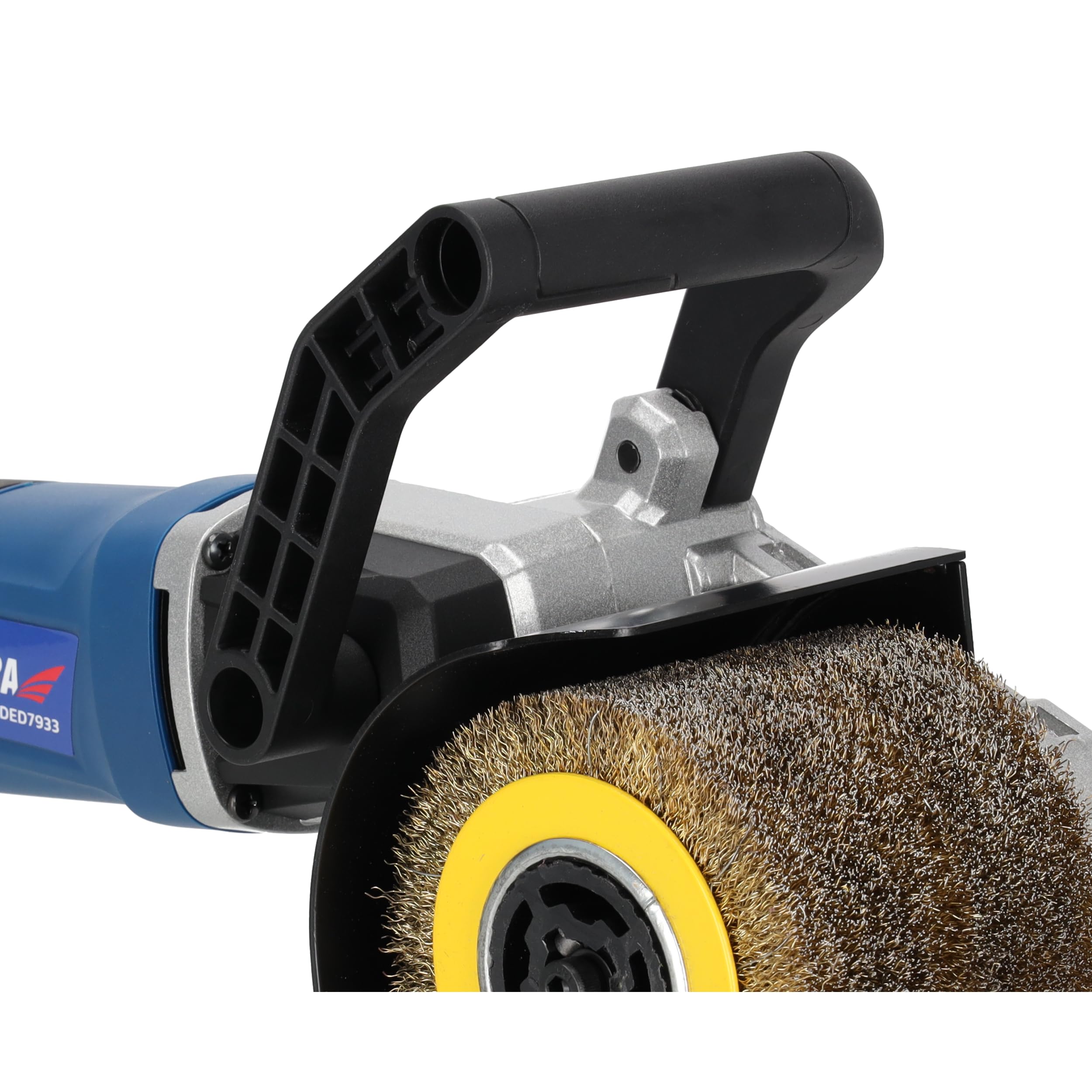 Maszyna satynowa 1300 W, szczotka metalowa i nylonowa, 900-3700 obr./min, średnica 120 mm, kabel 2 m, lekka waga zaledwie 3 kg, antypoślizgowy dodatkowy uchwyt, system Soft-Start, regulacja prędkości