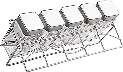 Euro Home - Porta Condimentos de Vidro com Suporte 6 Peças - VDR0429