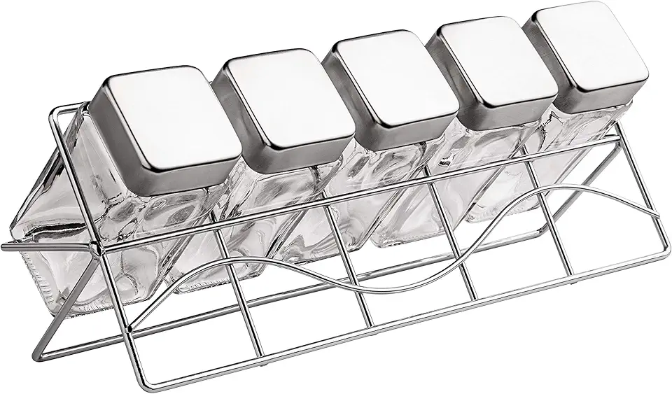 Euro Home - Porta Condimentos de Vidro com Suporte 6 Peças - VDR0429