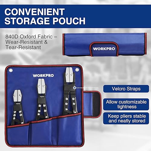 Miniatura 5 de WORKPRO Juego de alicates de manguera de trinquete de 3 piezas, 8 pulgadas, 10 pulgadas, 12 pulgadas, juego de alicates de manguera de bloqueo con
