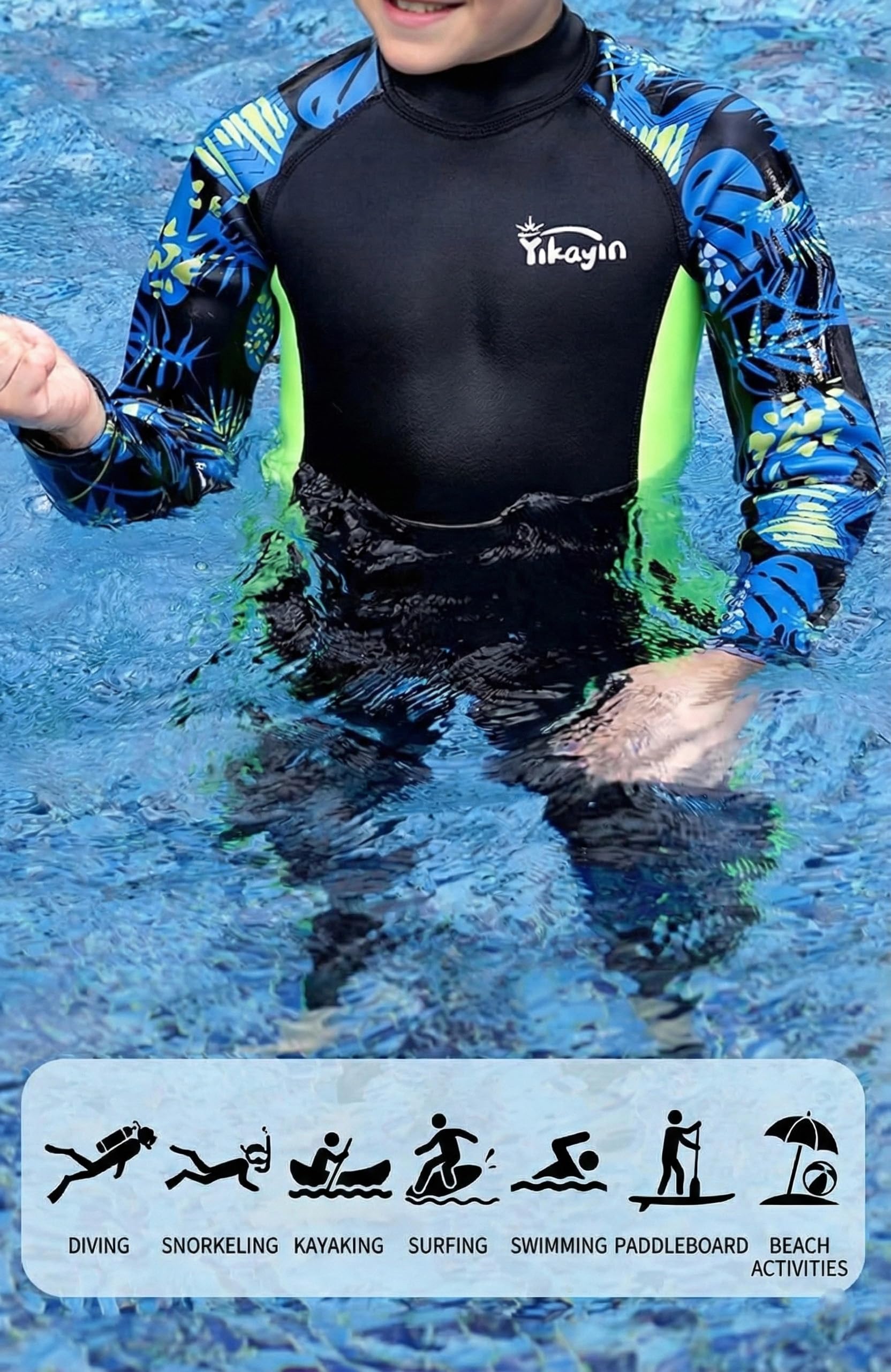 Muta Intera per Bambini, 2.5MM Neoprene Muta da Sub per Ragazzi e Ragazze, per Nuoto, Immersioni, Snorkeling, Surf, SUP