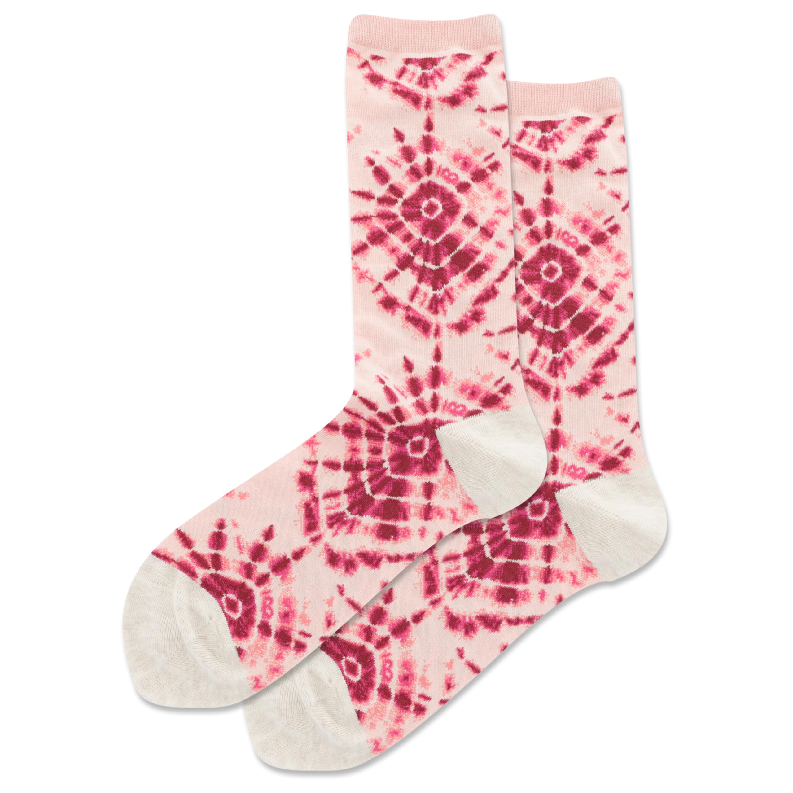 Hot SoxWomen's Fun Pattern and Solid Crew Socks-1 Pair Pack-Cool & Classic Design Gifts, Tie Die (Blush), 4-10