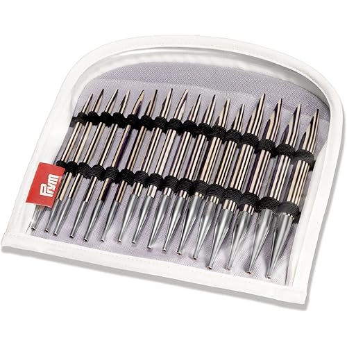 Prym Set, Wood, 4-10mm Interchangeable Circular Knitting Needles, 10mm, Natural 8 Count