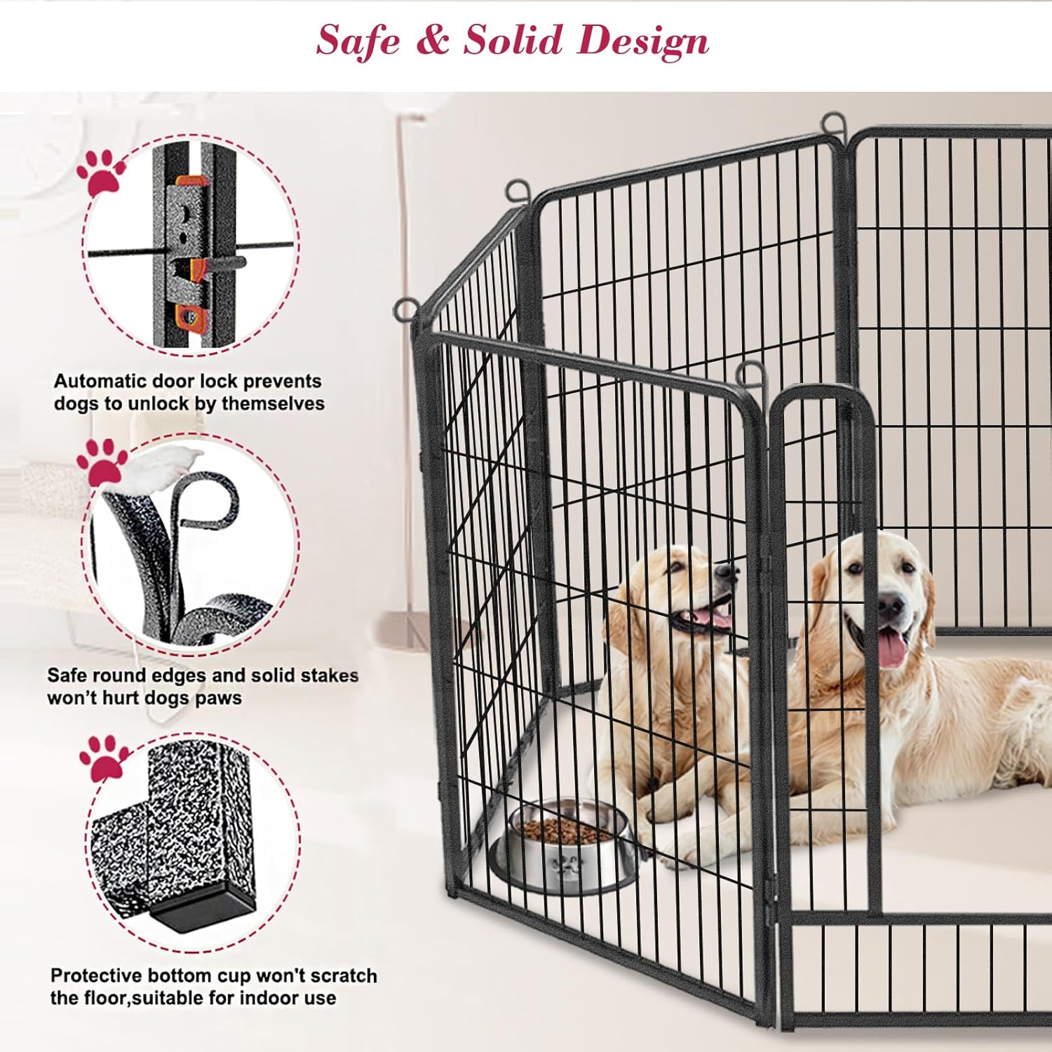 Indoor Outdoor Dog Fence 32 inch Pet Playpen Dog Playpen for Dog, 6 Panels Outside Dog Pens Outdoor Dog Fence Outdoor for Yard, RV, Camping