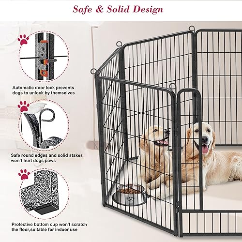 Miniatura 4 de Corral para perros con valla para perros al aire libre, 10 paneles de corrales para cachorros de 32 pulgadas, corral para mascotas para perros