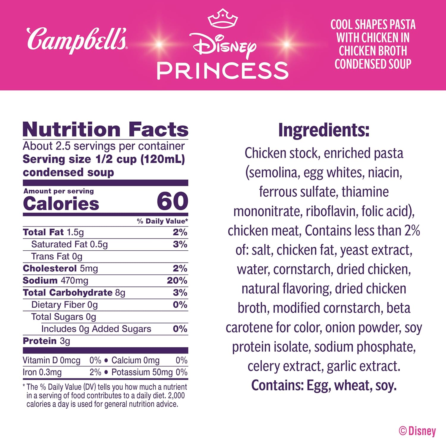 Campbell's Condensed Disney Princess Soup, 10.5 oz. Can (Pack of 12) (Packaging May Vary)