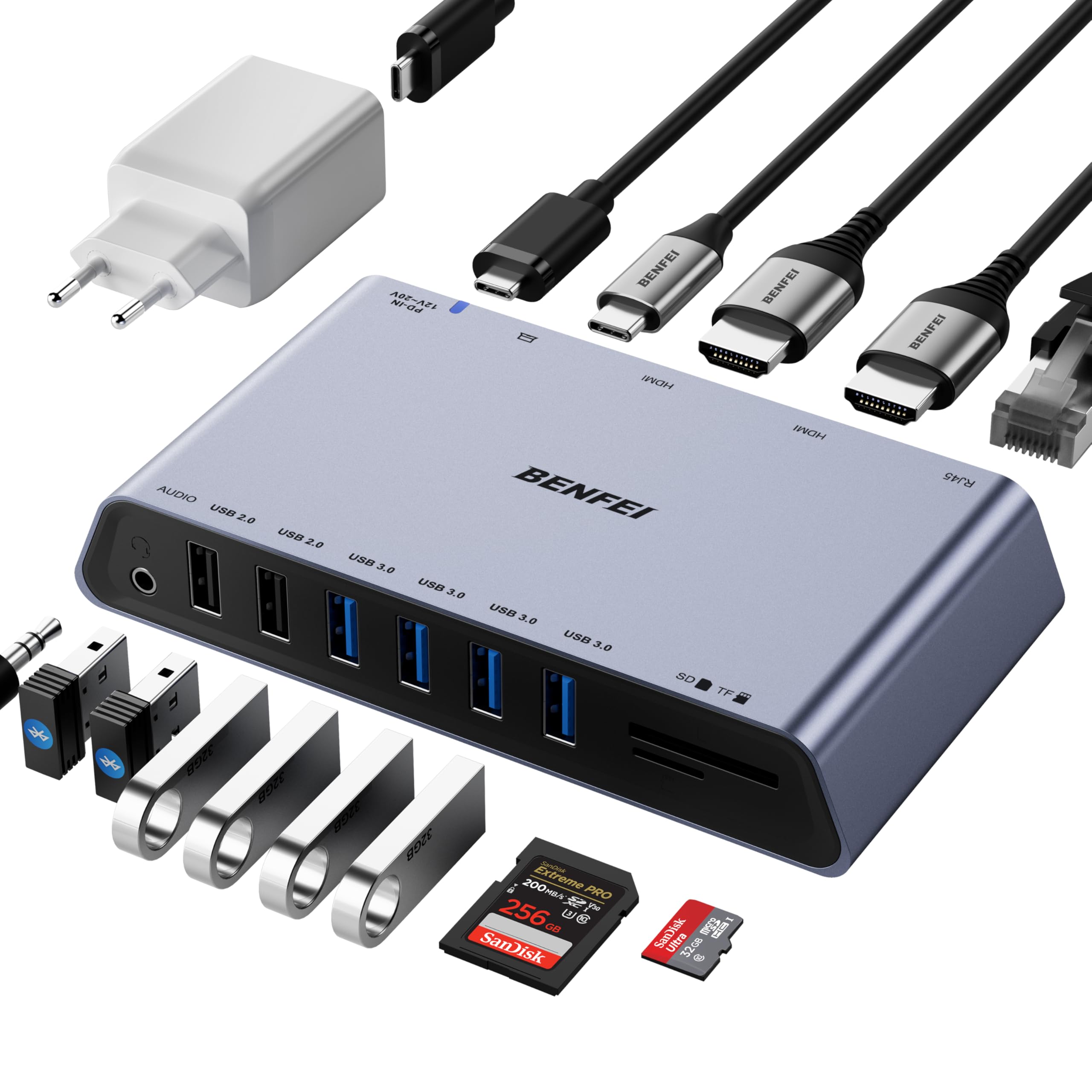Docking station benfei 12-in-1 con due monitor USB 6 porta