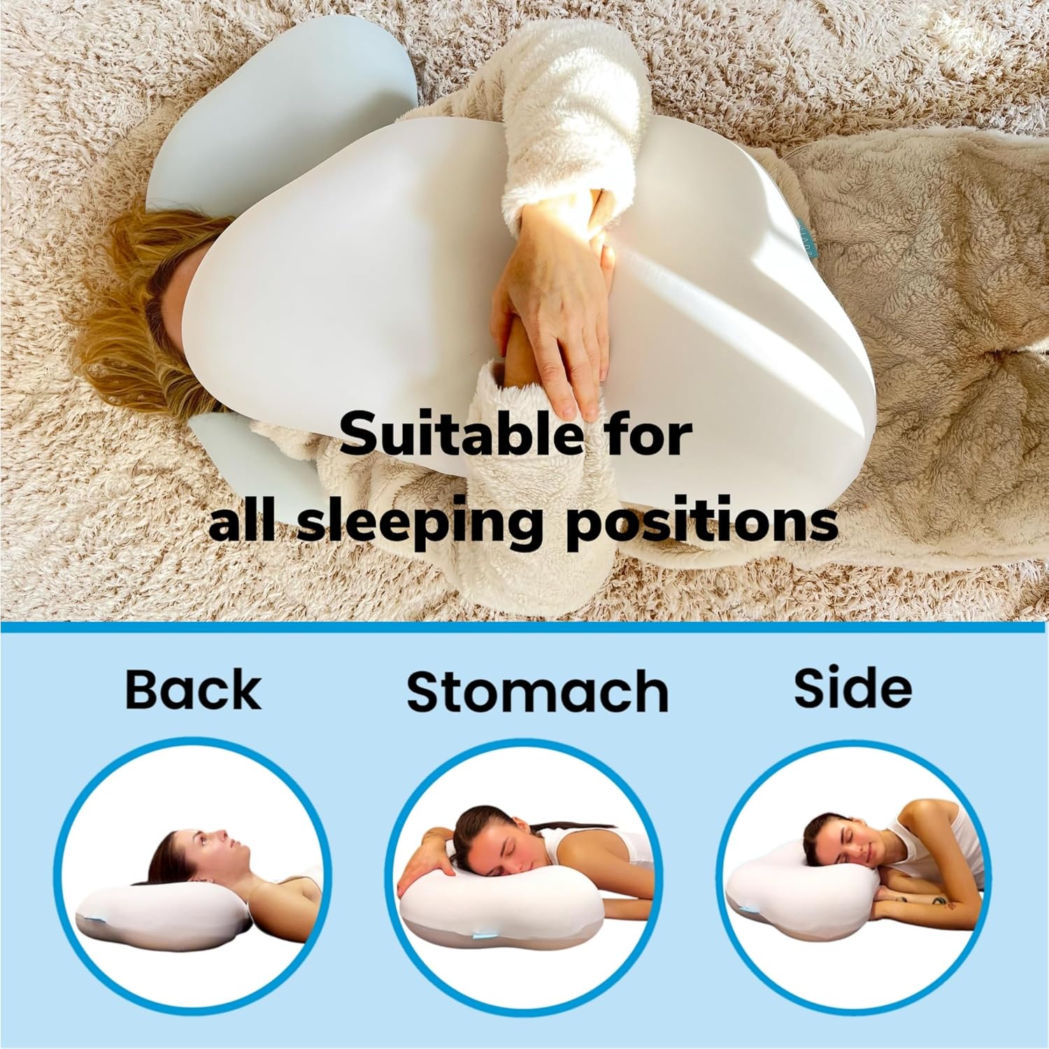 Cloud Shaped Contour Cervical Memory Foam Pillow with Additional Pillowcase - Soft Neck Support for Side Stomach Back Sleepers - Comfortable Slow Rebound Pillow with Ergonomic Design