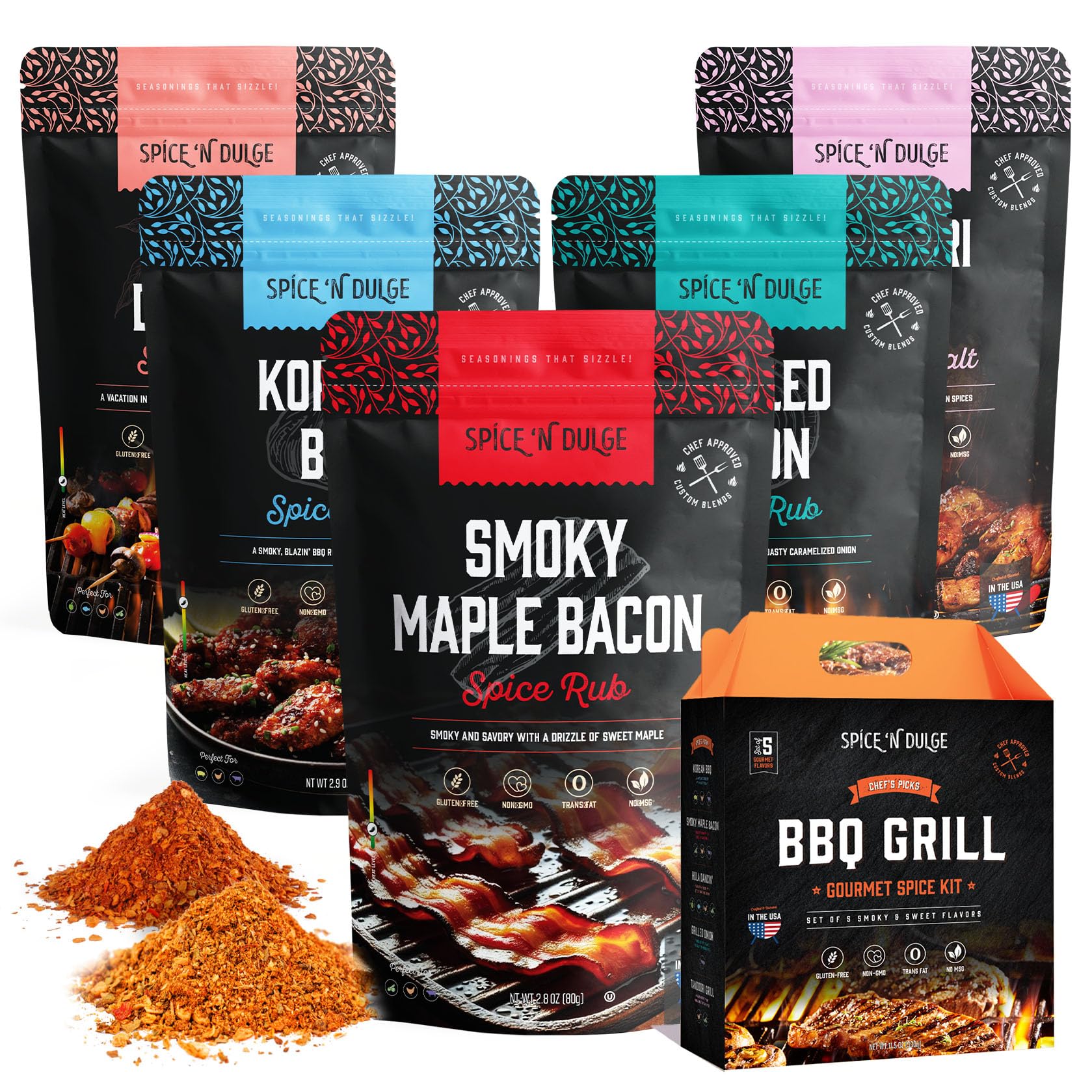 Pop n' Dulge BBQ Grilling Rubs & Grill Seasonings Gift Set - herb spice and seasoning gifts | Mubboo