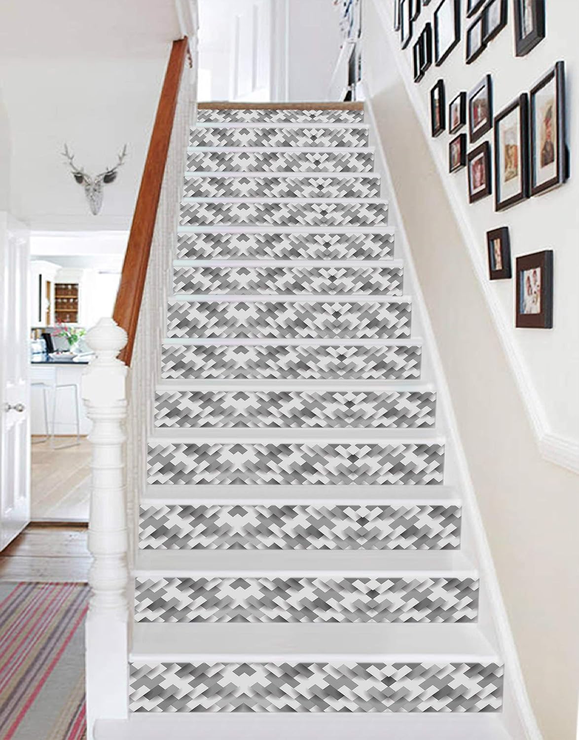 Amazon.com: 3D Gray Square LT3310 Stair Risers Decoration Photo Mural ...
