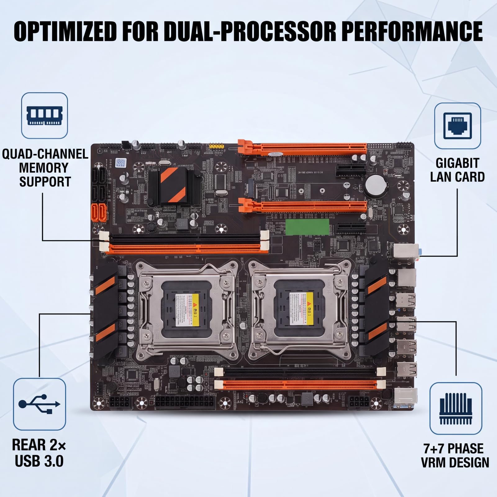 Wendry Carte mère de bureau, 2 x USB 3.0/Gigabit LAN X79, mémoire DDR3 à quatre canaux, avec câble SATA (double prise)