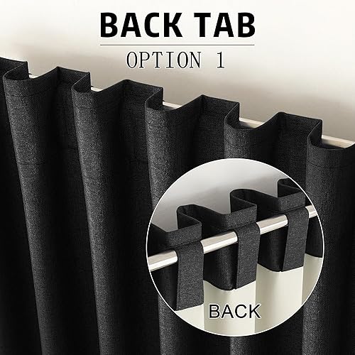 Miniatura 4 de DUALIFE Cortinas opacas negras de 102 pulgadas de largo, juego de 2 paneles para sala de estar, dormitorio, barra y pestaña trasera, aislamiento