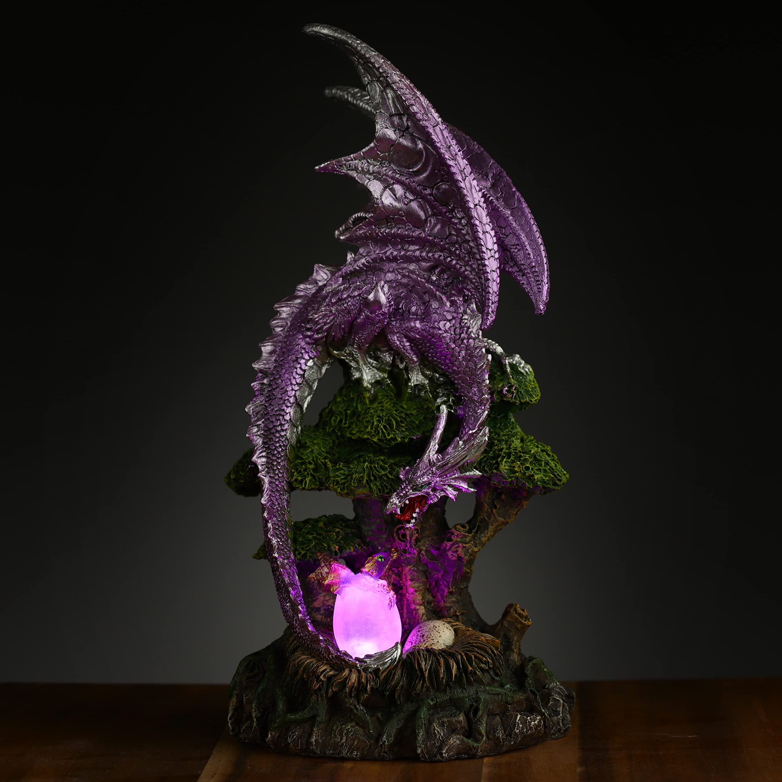 Puckator Statua Madre Drago dell'Albero della Vita con LED - Drago della Leggenda Oscura