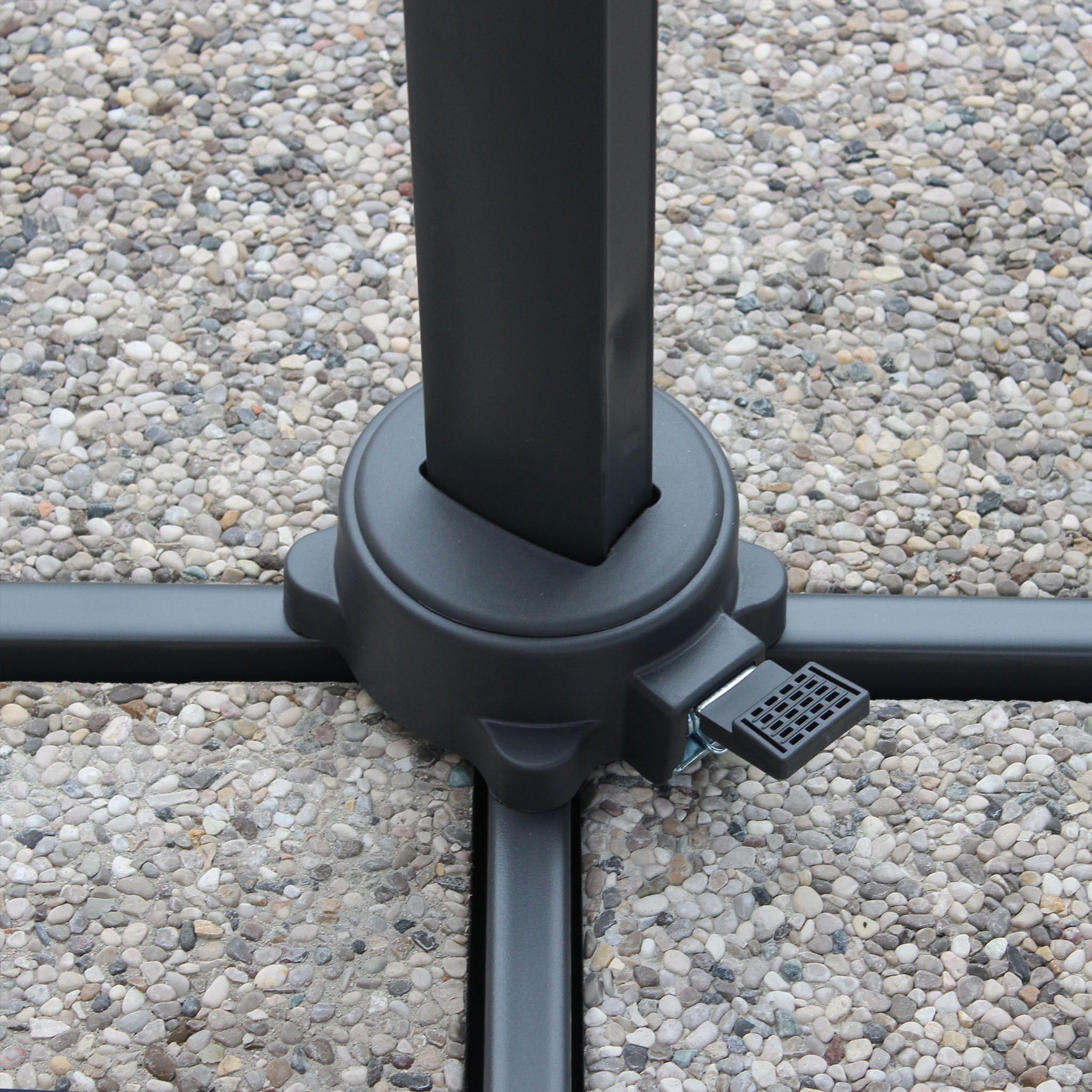 milani home - ombrellone da giardino 3 x 4 m palo laterale decentrato in alluminio e acciaio, telo poliestere grigio chiaro e grigio scuro, per terrazzo e piscina