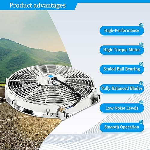 Vista 27 de Juego de 2 radiadores eléctricos de 12 V 80 W, ventilador delgado universal de 7 pulgadas, color negro, 12 V, 80 W