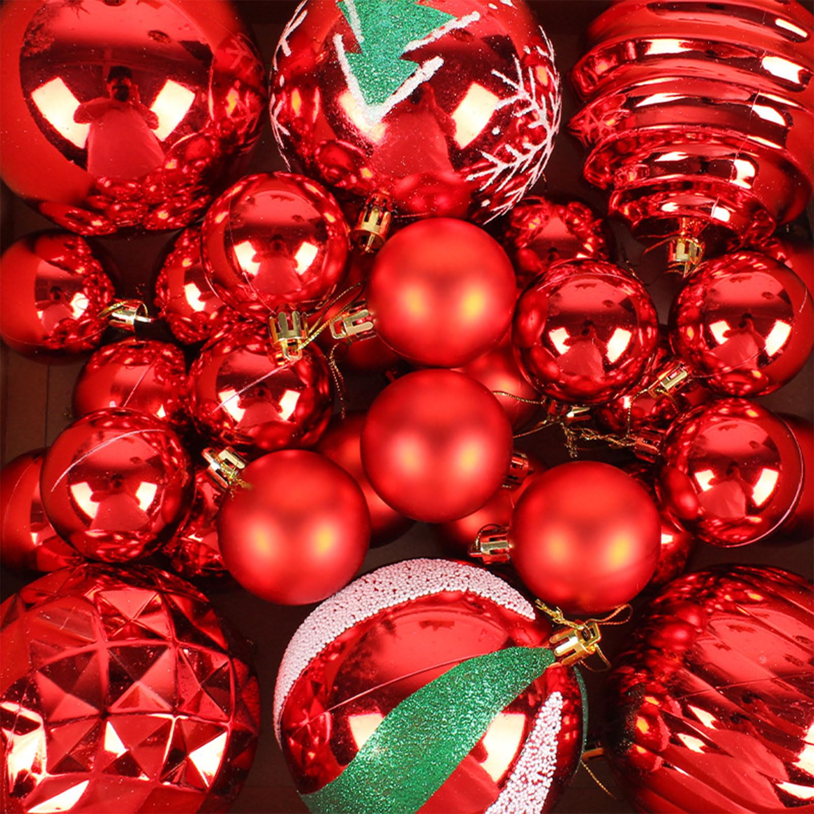 Weihnachtskugel Ornament, 30 Stück/Box, hängende Kugelkugeln, Weihnachtsbaum Hängeornamente für Weihnachten, Urlaub, Hochzeit, Zuhause, rote Kugeln aus Kunststoff