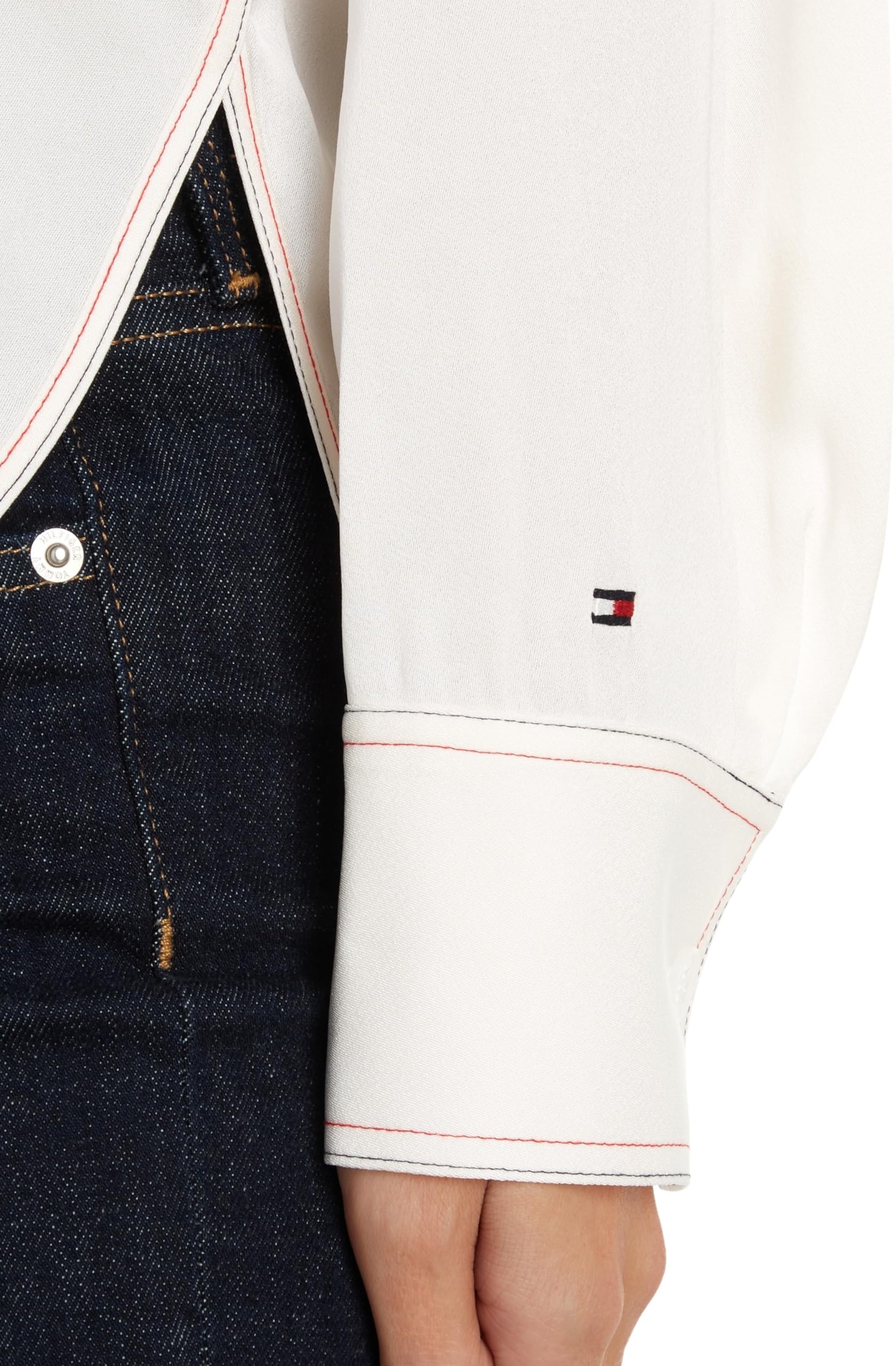 Tommy Hilfiger Blusa Mujer Stitch Blouse Cuello de Pico