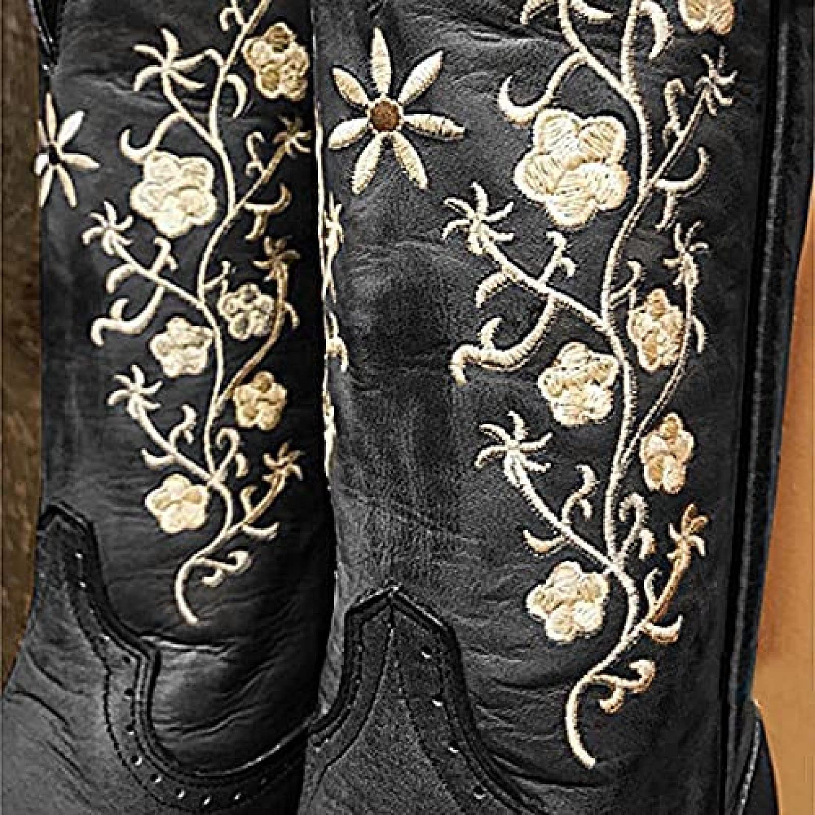 Cowboylaarzen voor dames Cowgirllaarzen voor dames met hak halfhoge laarzen Moderne westerse geborduurde cowboylaars met brede kuiten vierkante neus voor dames,A-43(EU