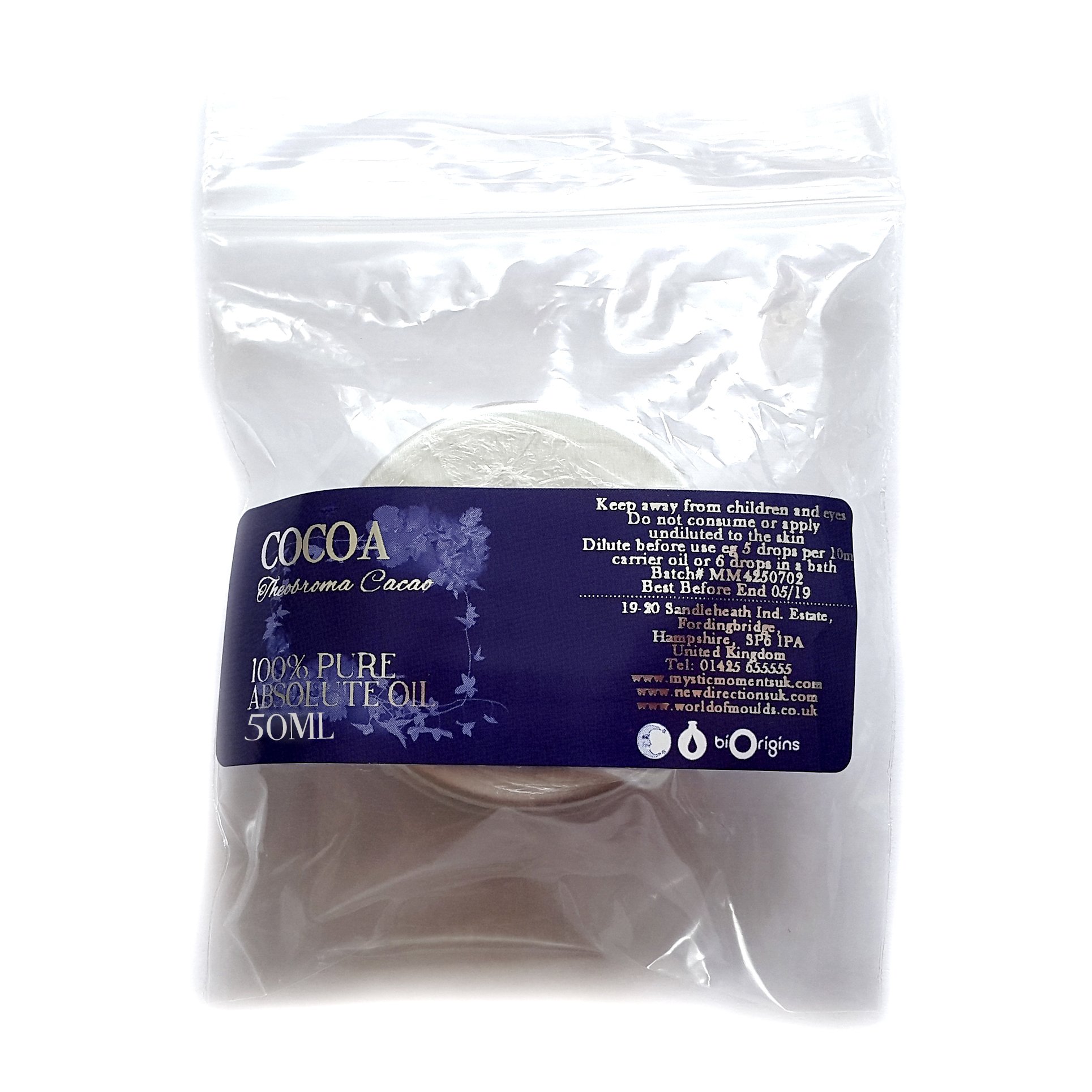 Mystic Moments | Absolut kakaowy (Theobroma cacao) | 50g | Theobroma cacao, absolut o profilu bogatym, czekoladowym, do pielęgnacji ciała i kompozycji zapachowych.