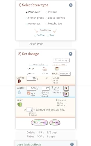 Brewfecto Coffee & Tea Brew Ratio Calculator and Pour Over Timer