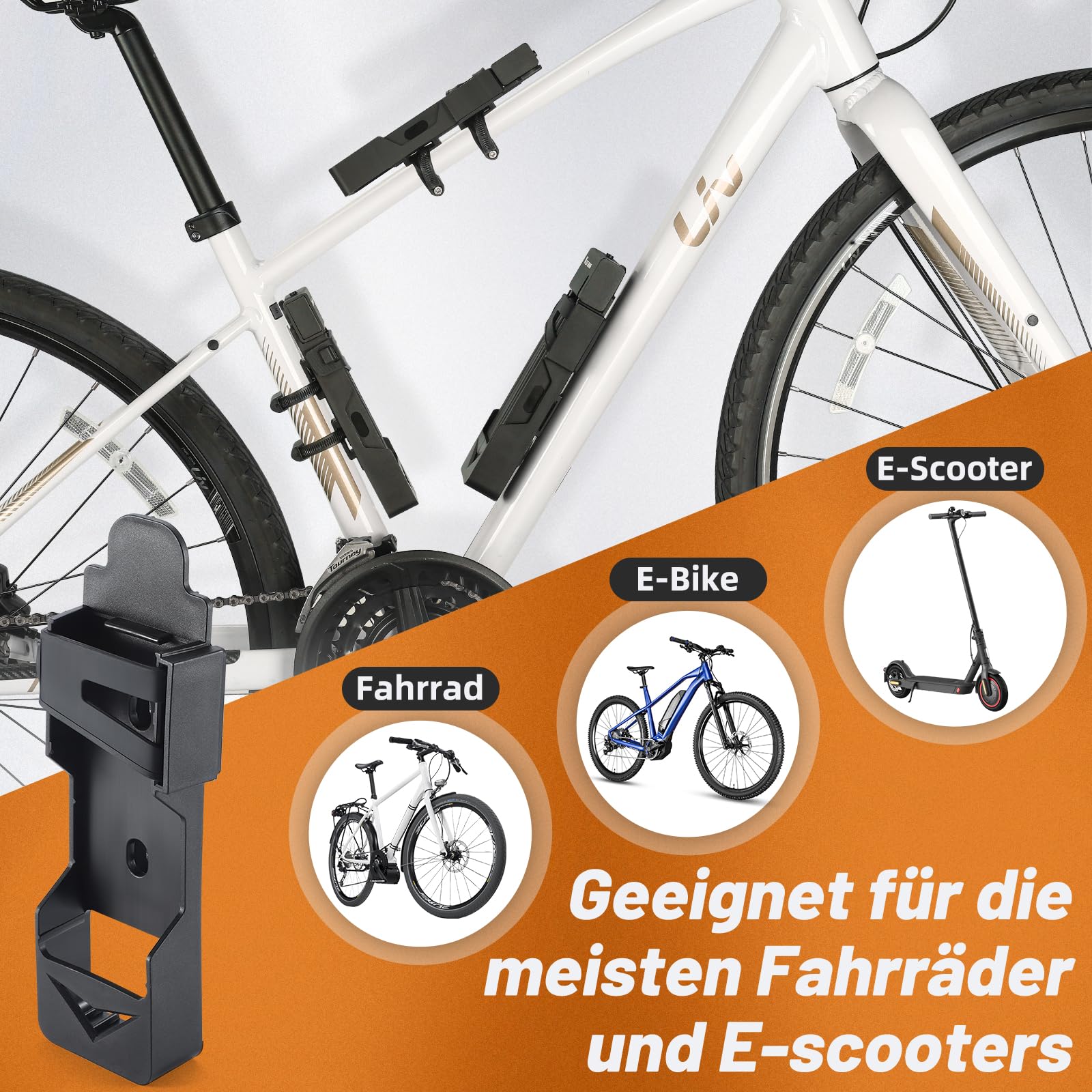 Antivol velo, cadenas antivol vélo 100 cm haute sécurité avec support et 3 clés, antivol velo pliable pour vélo E Bike scooter, VTT, vélo de trekking, vélo de course, moto