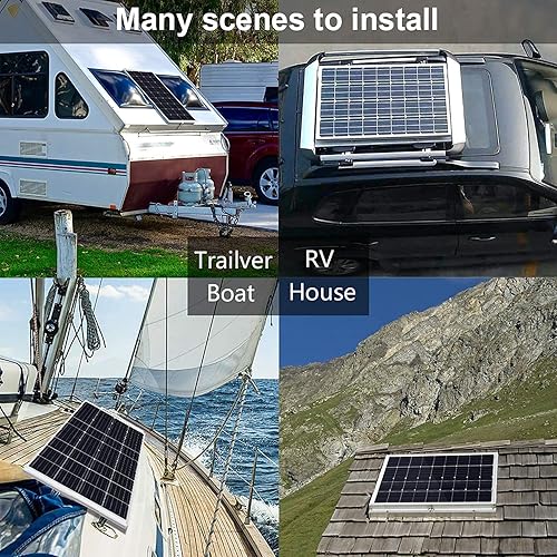 Miniatura 8 de ECO-WORTHY Kit de panel solar de 100 vatios y 12 voltios para batería de autocaravana, barco, remolque, cabaña de jardín, cobertizo del hogar panel