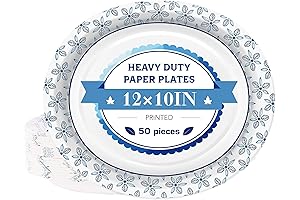50 Pcs Oval Paper Plates 12 x 10 in Large Disposable Dinner...