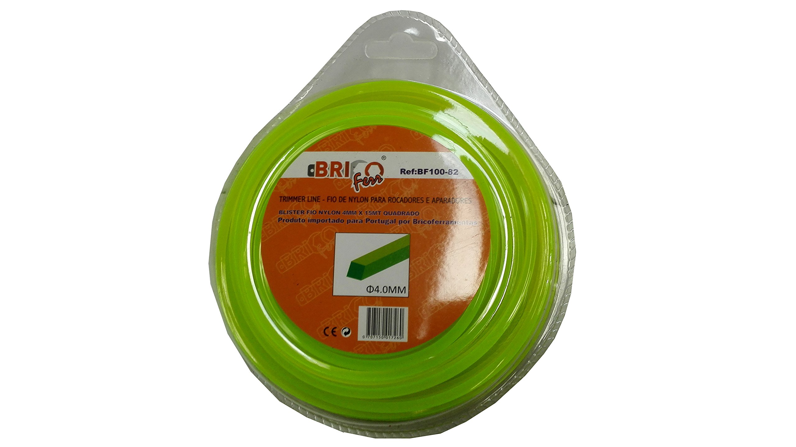 Bricoferr BF100-82 - Hilo para desbrozadora (4 mm x 15 metros, cuadrado)