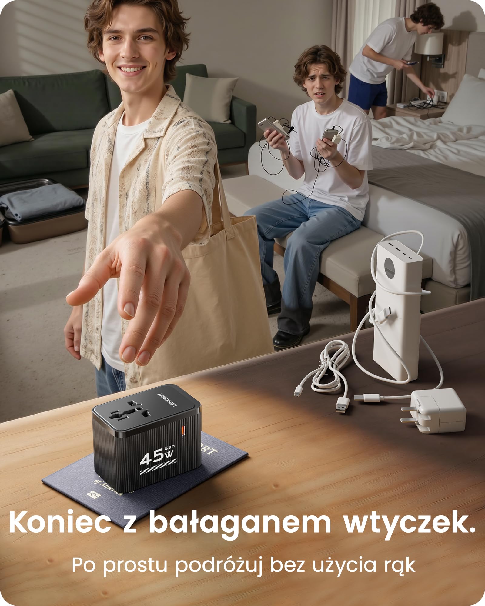 LENCENT Uniwersalny zestaw adapterów podróżnych, międzynarodowy adapter