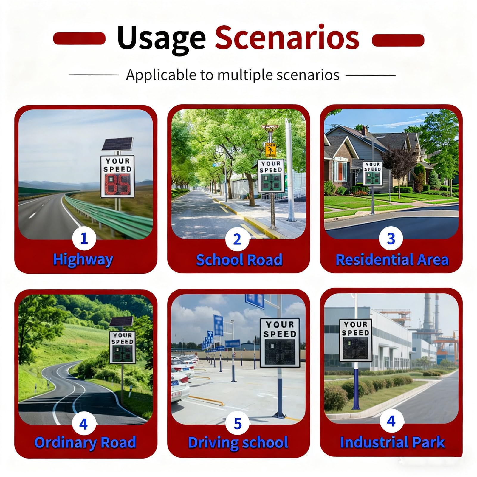 Cartel de Velocidad con Radar Solar – Panel de Visualización Inalámbrico de 60x90 cm con Retroalimentación Instantánea, Control Remoto, Detección de 200 m y Protección IP65