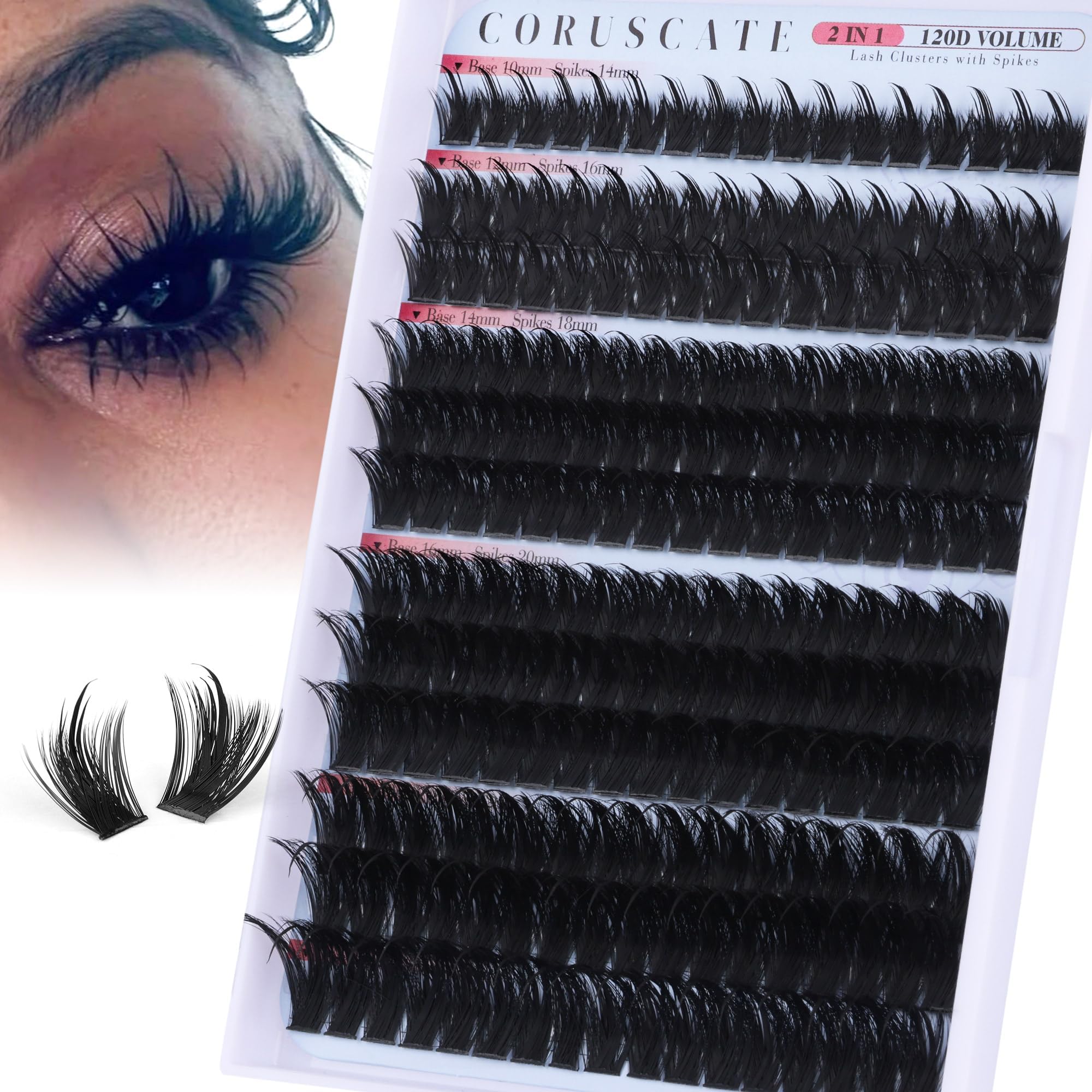 CORUSCATE Spiky Lash Clusters Wispy Cluster Eyelash Extensions Mink Strip Lashes 120D Volume Mega Style Spikes Eyelashes Manga Individual Lashes Clusters Salon Look Fairy Lash Extension