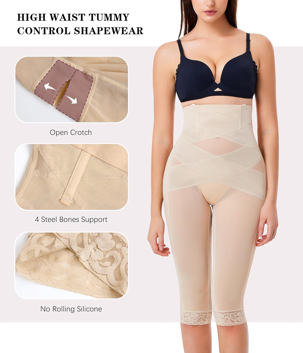 RDSIANE Capri Leggings for Women Tummy Control Shapewear Pants Thigh Slimmer Butt Lifting Leggings With Straps - Image 2