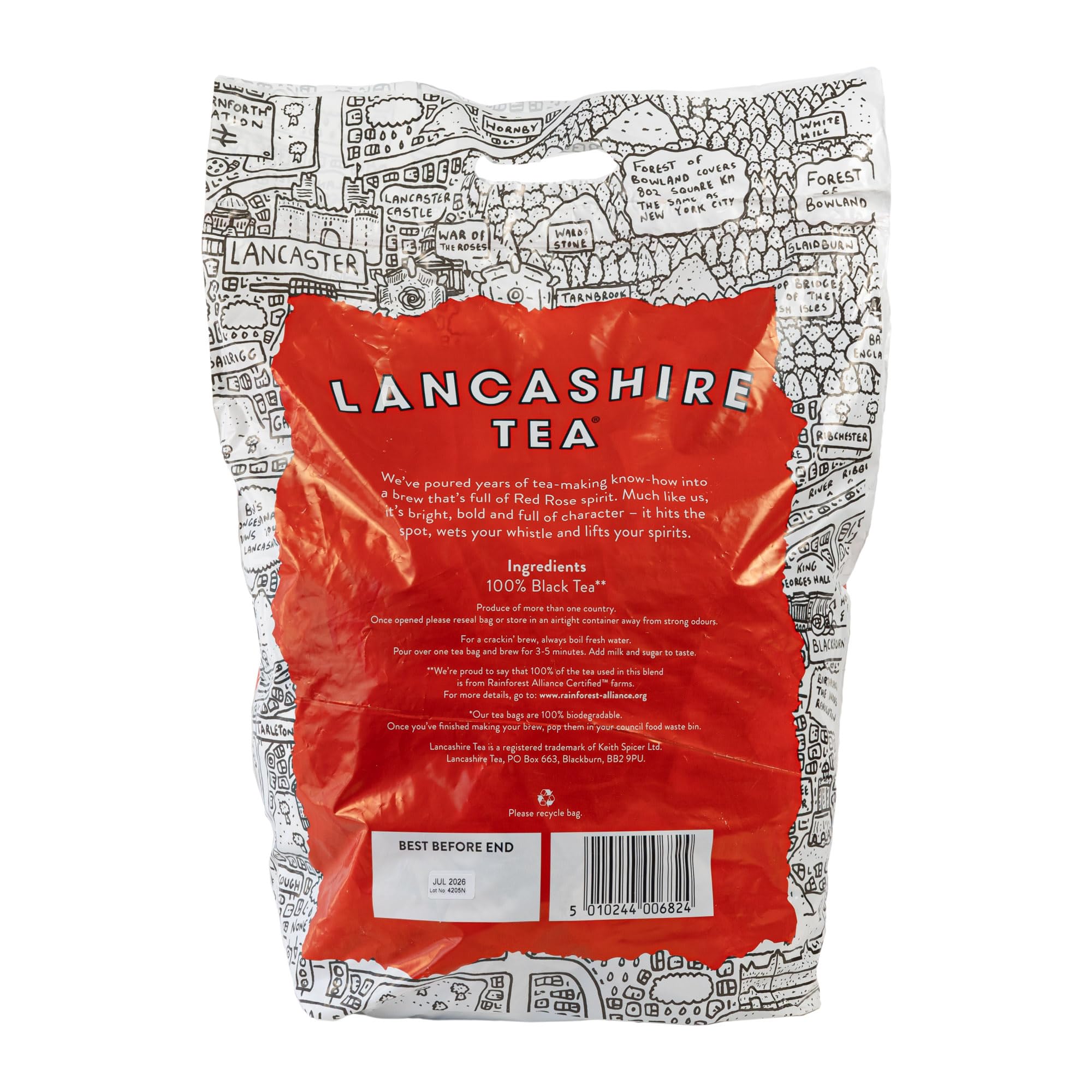 Lancashire Tea Bags Bulk 1100 para catering, compartir, pausas de té de oficina | Mezcla nueva y mejorada | Delicioso té negro | 100% certificado Rainforest Alliance | Bolsas de té biodegradables 1100