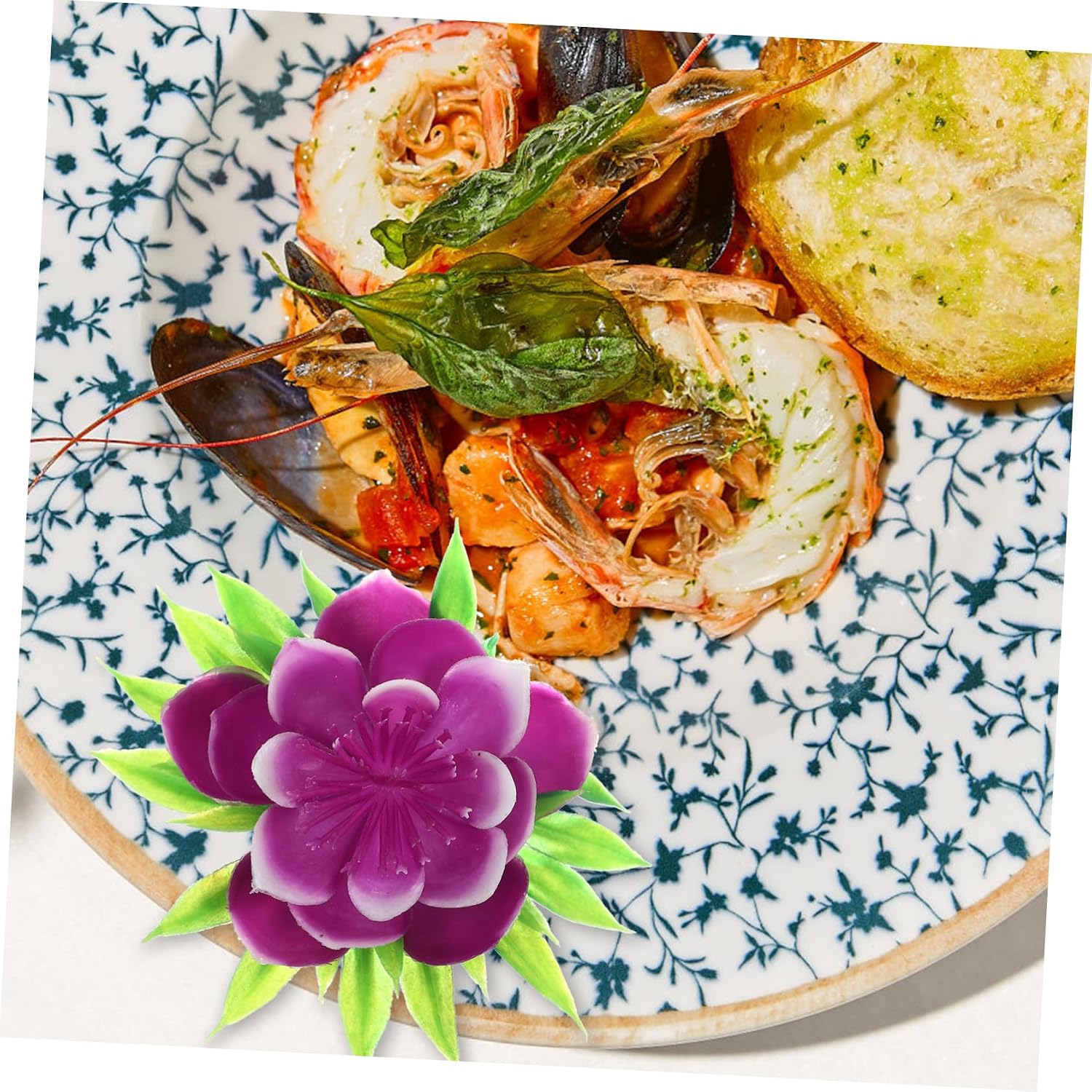 10pcs Purple Plastic Sushi Tray Flower Decorations for Restaurant Dining