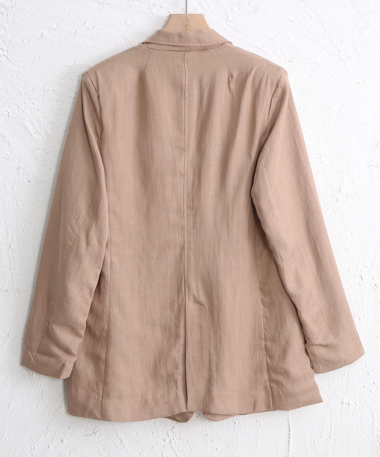 Amazhiyu Womens Linen Blend Notched Buttoned Blazer Jackets Long Sleeve Casual Office Coat - Image 2